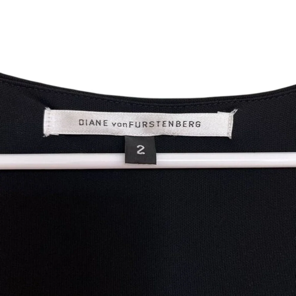 Diane von Furstenberg Black Sleeveless V Neck Dress Glam‎ Minimalist 2